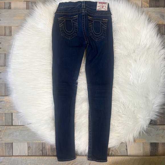 EUC. Low Rise [True Religion] Skinny Casey Stretchy Denim Blue Jeans | 25 XS 0 - Picture 4 of 16